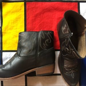 cute black embroidered western booties